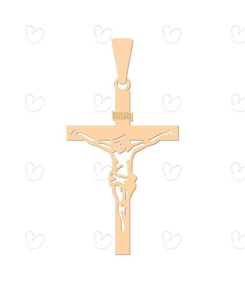 Pingente Crucifixo Jesus Vazado Ouro 18k