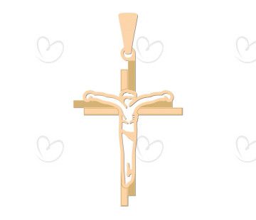 Pingente Cruz com Cristo Vazado Ouro 18k