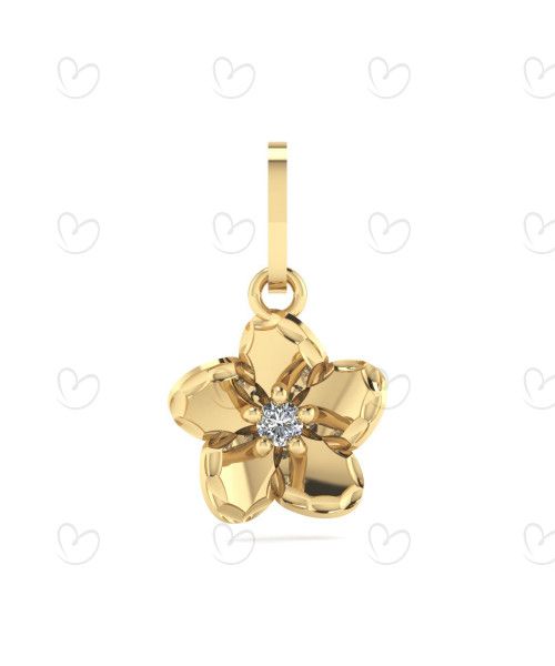 Pingente em Ouro 18k/750 Flor Diamantada com Corrente Veneziana